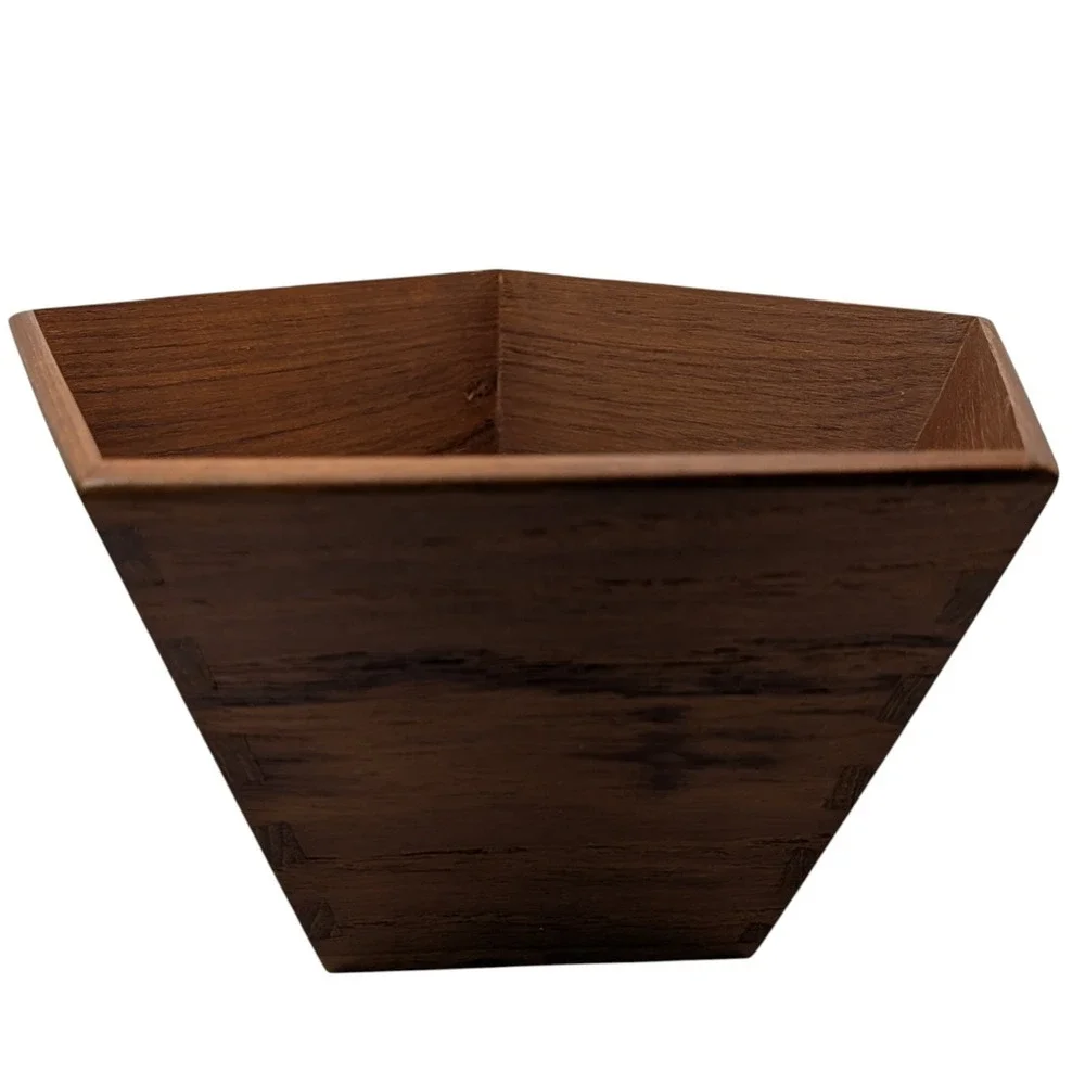 Vintage Sowe Teakwood Bowl Dovetail Handmade Pentagon Sweden Mid‎ Century SEE